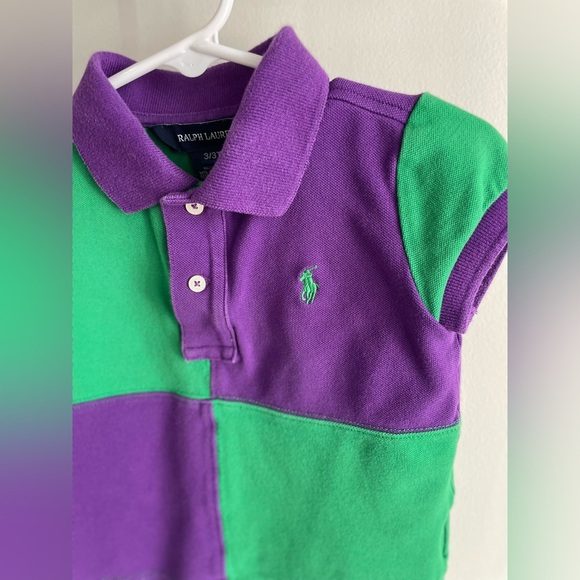 Ralph Lauren Toddler Color Block Polo - Green and Purple - Size 3/3T - Picture 5 of 6